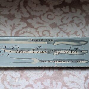 Vintage Moben Stainless Steel 3 Pc Carving Knife Set Hollow Ground Hollow Handle
